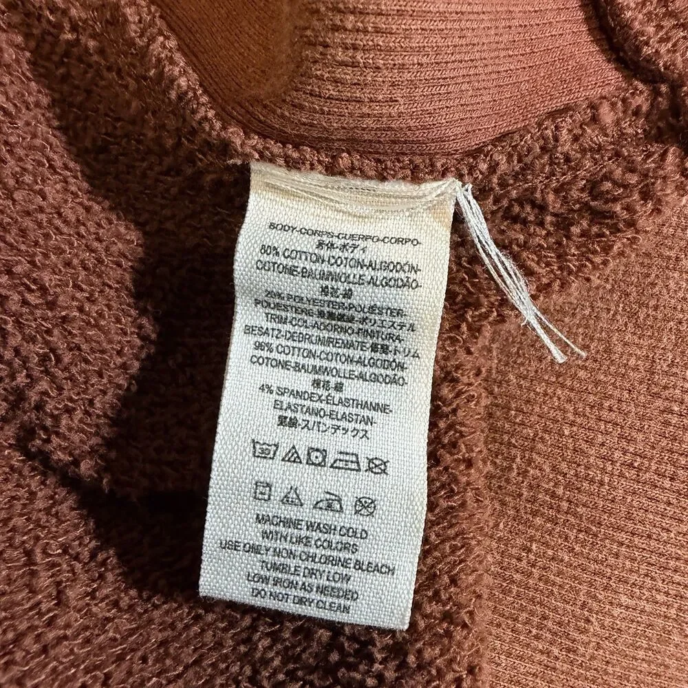 Free People Brown Hoodie Size L 3/4 Sleeve V Neck West Track Lagenlook  Distress